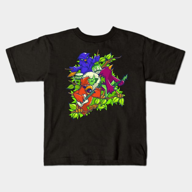 Colorful rock music - Bird Rock Band Kids T-Shirt by Modern Medieval Design